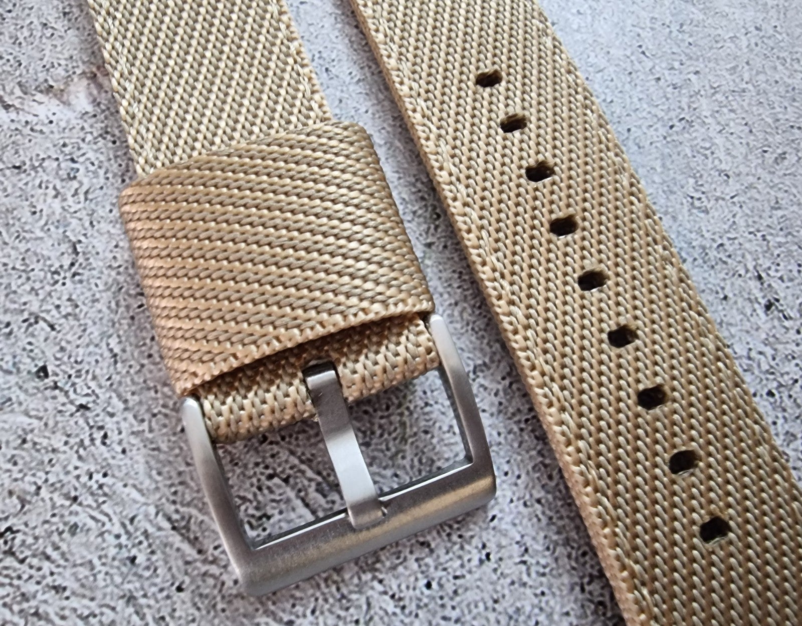 Two Piece Watch Strap Band Canvas 22mm Beige Khaki - Wrist Envy