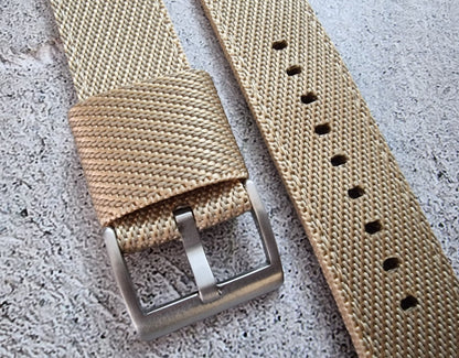 Two Piece Watch Strap Band Canvas 22mm Beige Khaki - Wrist Envy