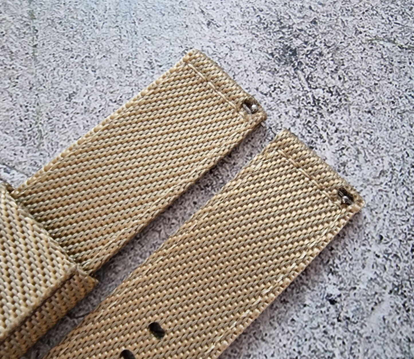 Two Piece Watch Strap Band Canvas 22mm Beige Khaki - Wrist Envy