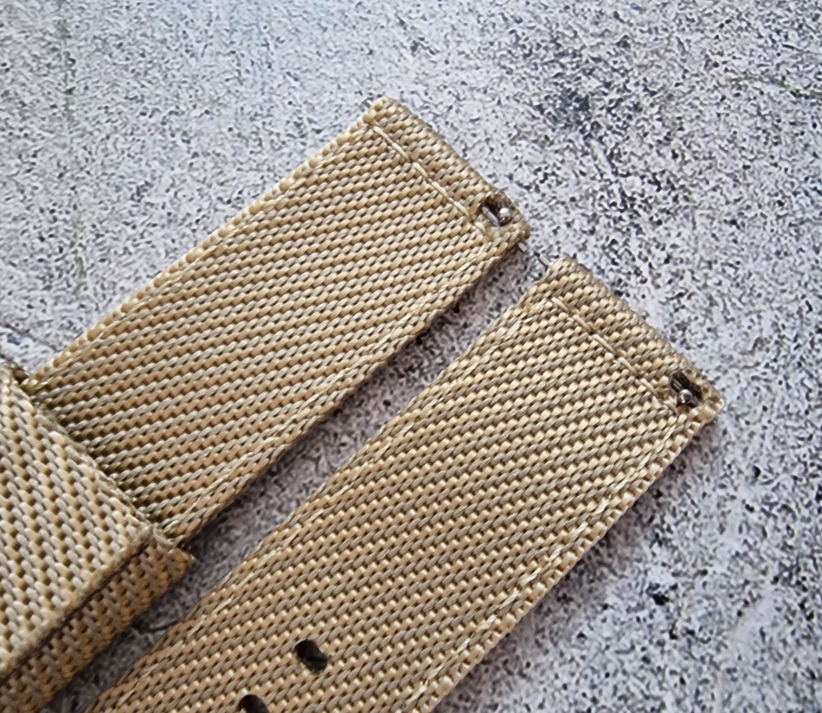 Two Piece Watch Strap Band Canvas 22mm Beige Khaki - Wrist Envy