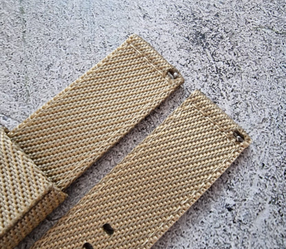 Two Piece Watch Strap Band Canvas 22mm Beige Khaki - Wrist Envy