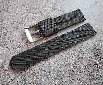 Two Piece Watch Strap Band Canvas Sailcloth 22mm Grey - Wrist Envy