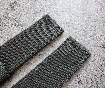 Two Piece Watch Strap Band Canvas Sailcloth 22mm Grey - Wrist Envy