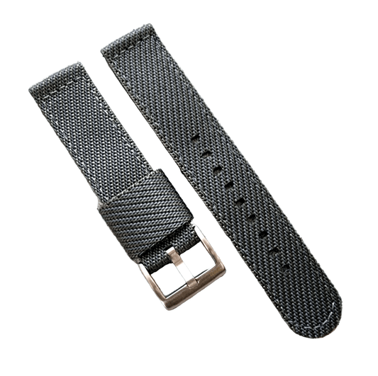 Two Piece Watch Strap Band Canvas Sailcloth 22mm Grey - Wrist Envy