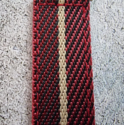 Two Piece Watch Strap Band Canvas Sailcloth 22mm Red Black - Wrist Envy