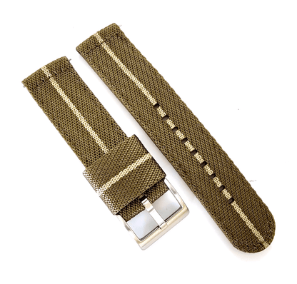 Two Piece Watch Strap Canvas Sailcloth 22mm Olive Khaki - Wrist Envy