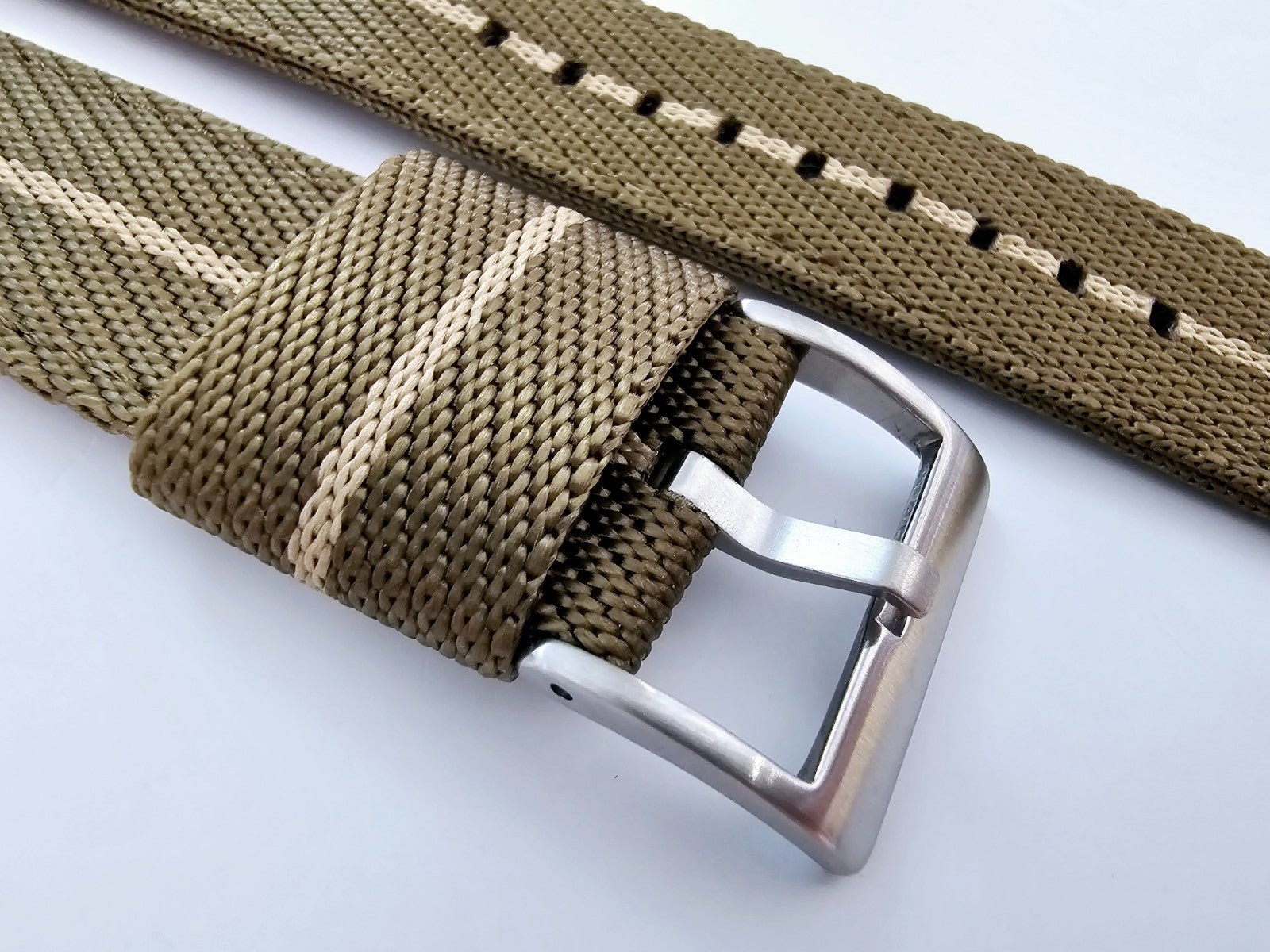 Two Piece Watch Strap Canvas Sailcloth 22mm Olive Khaki - Wrist Envy