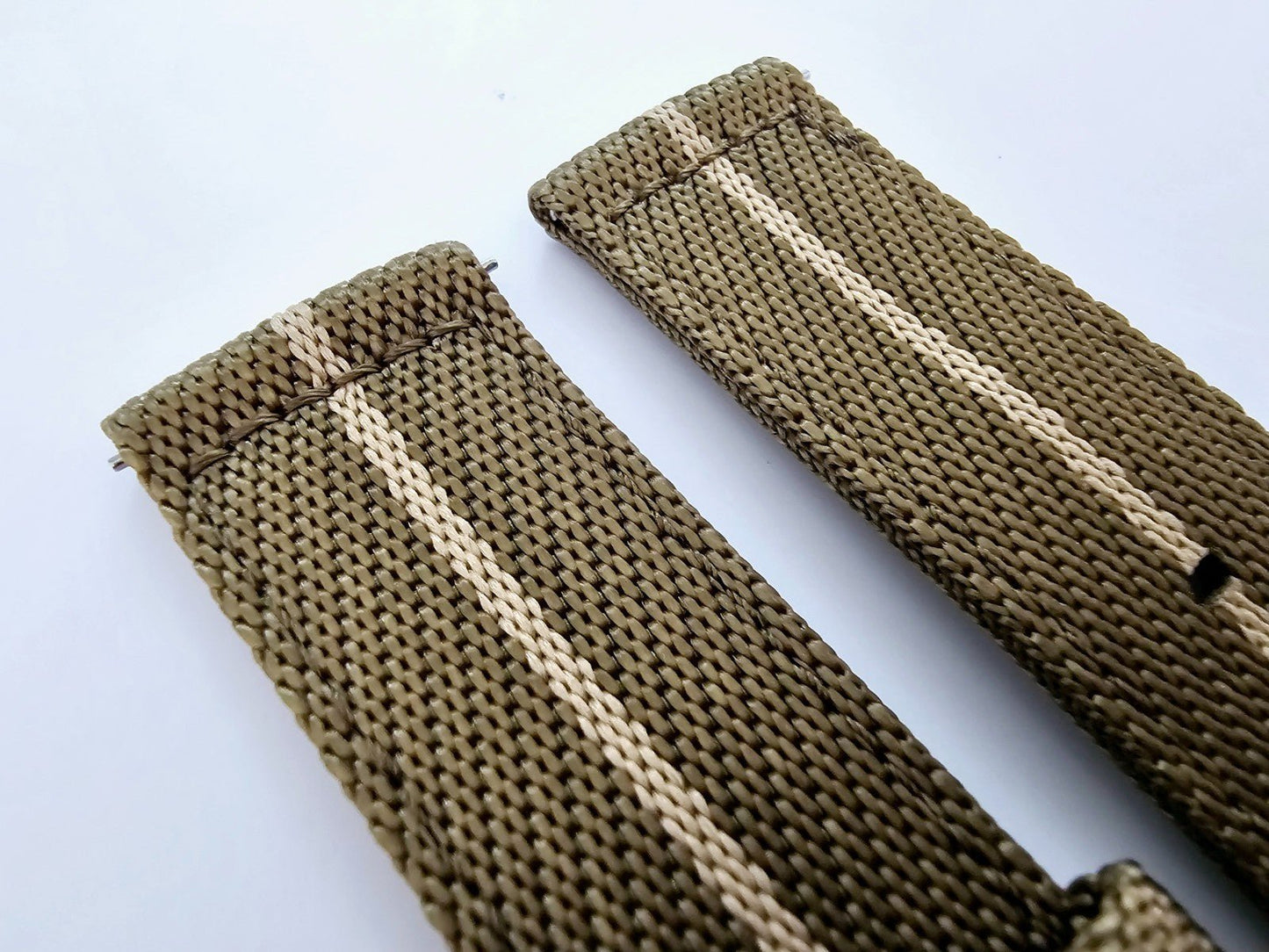 Two Piece Watch Strap Canvas Sailcloth 22mm Olive Khaki - Wrist Envy