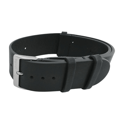 Vanguard Horween Leather Military Watch Strap 20mm 22mm Black - Wrist Envy