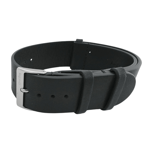 Vanguard Horween Leather Military Watch Strap 20mm 22mm Black - Wrist Envy