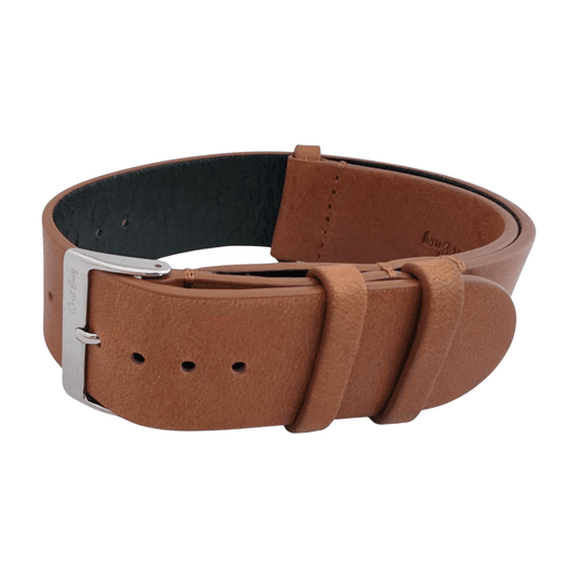 Vanguard Horween Leather Military Watch Strap 20mm 22mm Caramel Brown - Wrist Envy