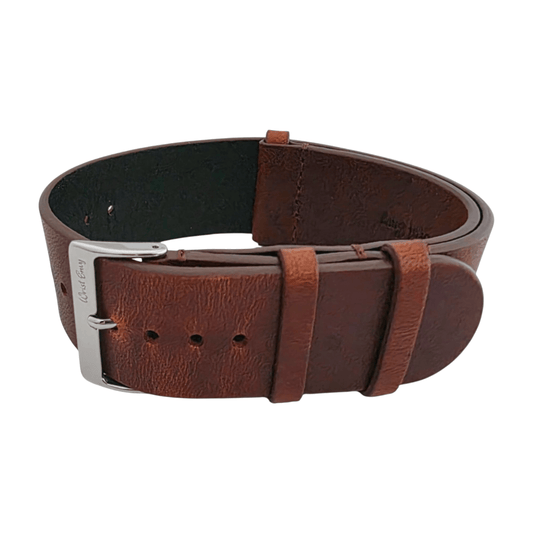 Vanguard Horween Leather Military Watch Strap 20mm 22mm Dark Brown - Wrist Envy