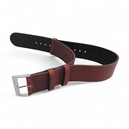 Vanguard Horween Leather Military Watch Strap 20mm 22mm Dark Brown - Wrist Envy