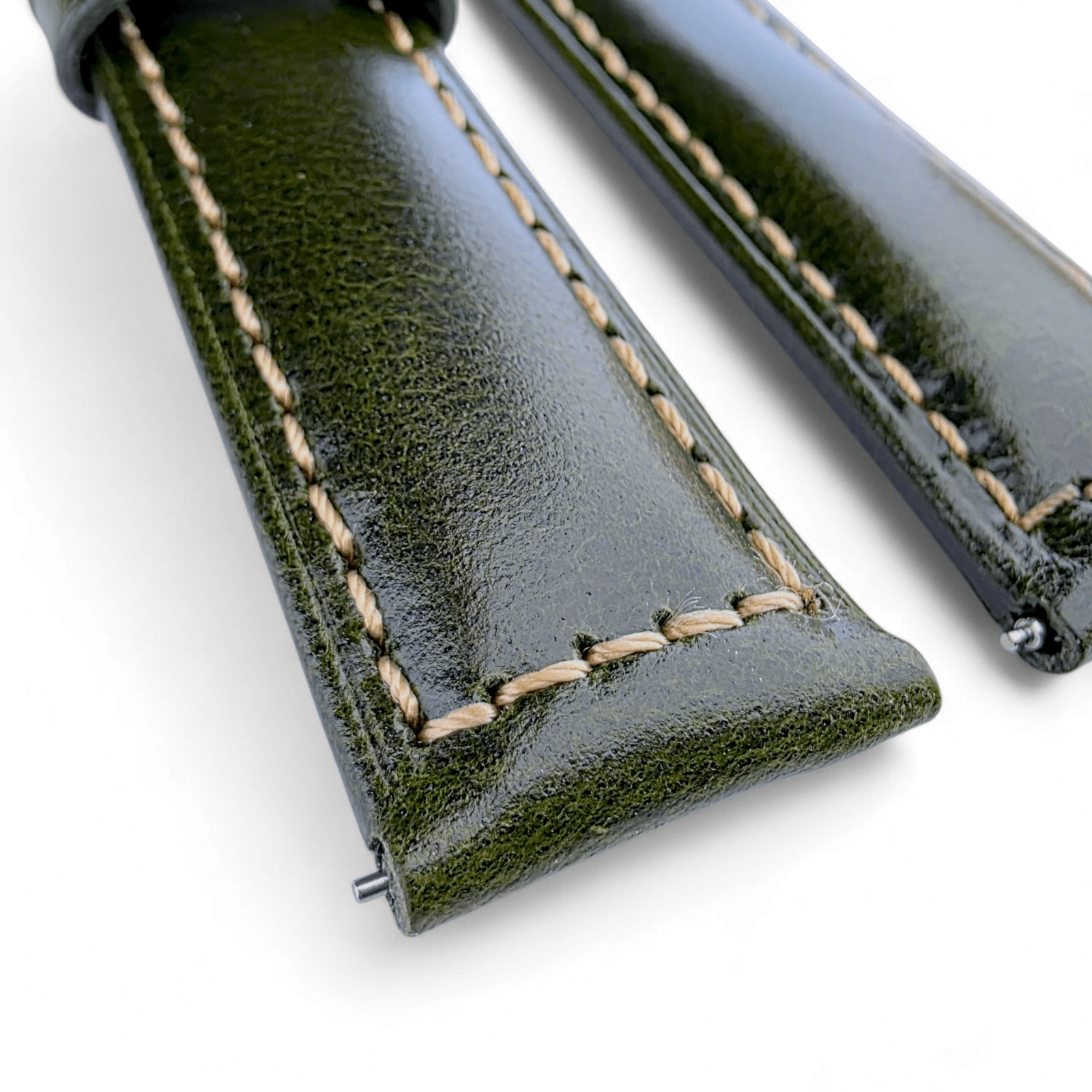 Vegetable Tanned Cracked Leather Watch Strap Premium 20mm 22mm Dark Green - Wrist Envy