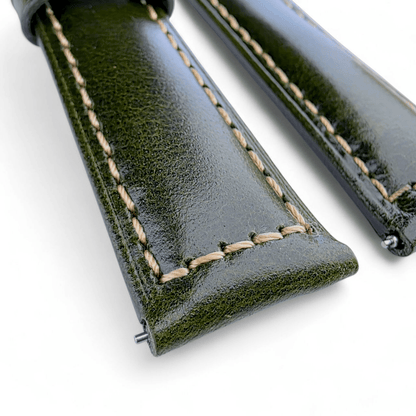 Vegetable Tanned Cracked Leather Watch Strap Premium 20mm 22mm Dark Green - Wrist Envy