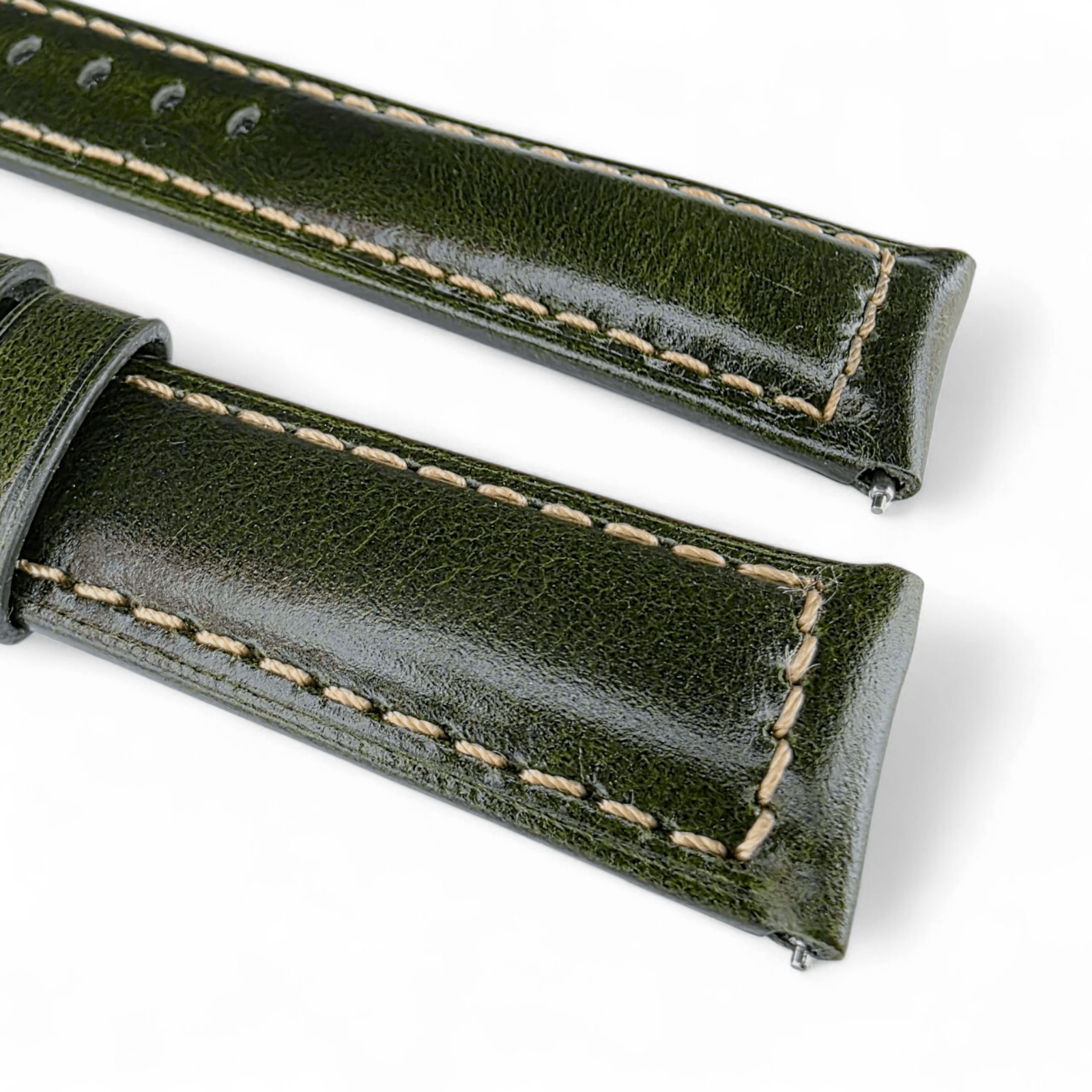Vegetable Tanned Cracked Leather Watch Strap Premium 20mm 22mm Dark Green - Wrist Envy