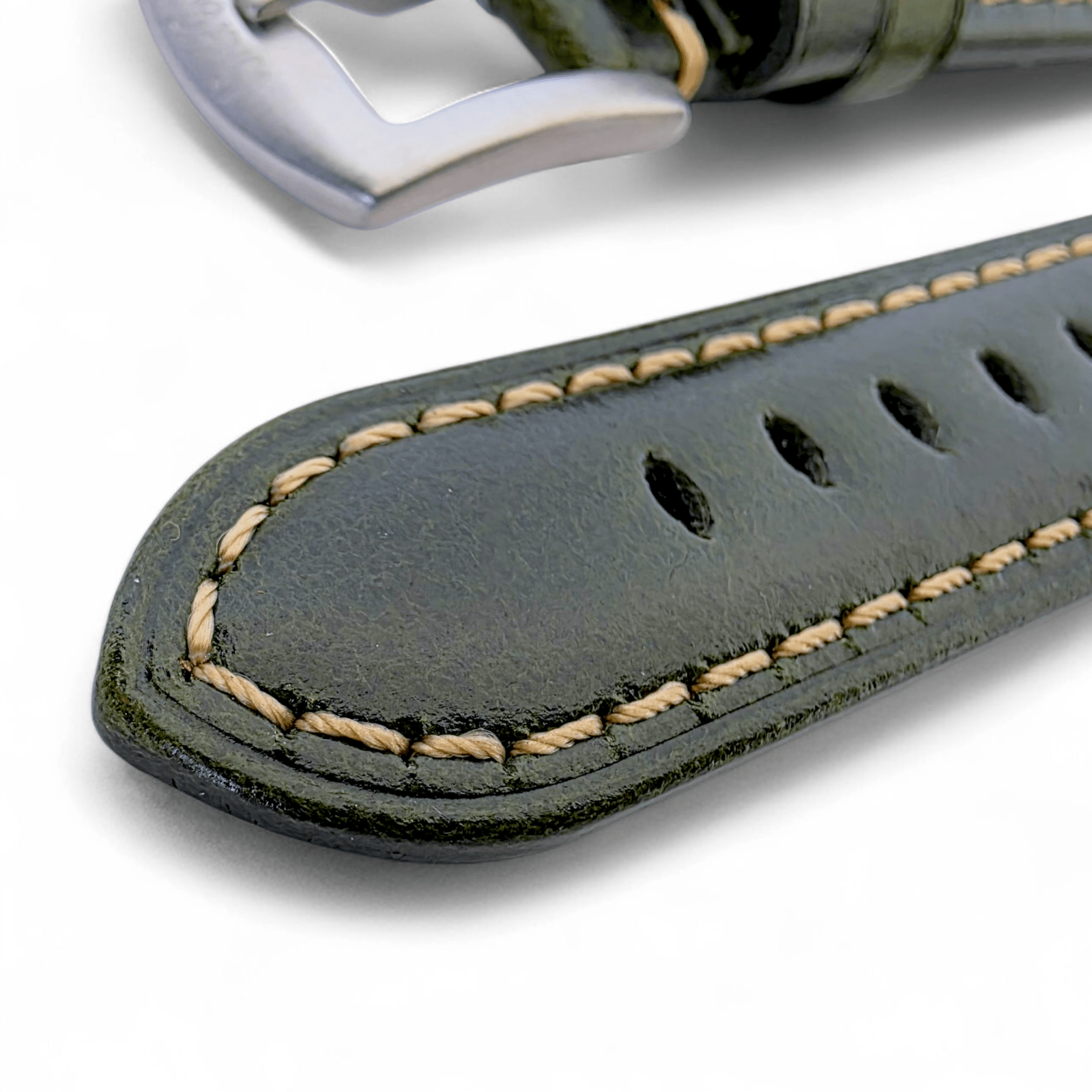 Vegetable Tanned Cracked Leather Watch Strap Premium 20mm 22mm Dark Green - Wrist Envy