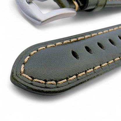 Vegetable Tanned Cracked Leather Watch Strap Premium 20mm 22mm Dark Green - Wrist Envy