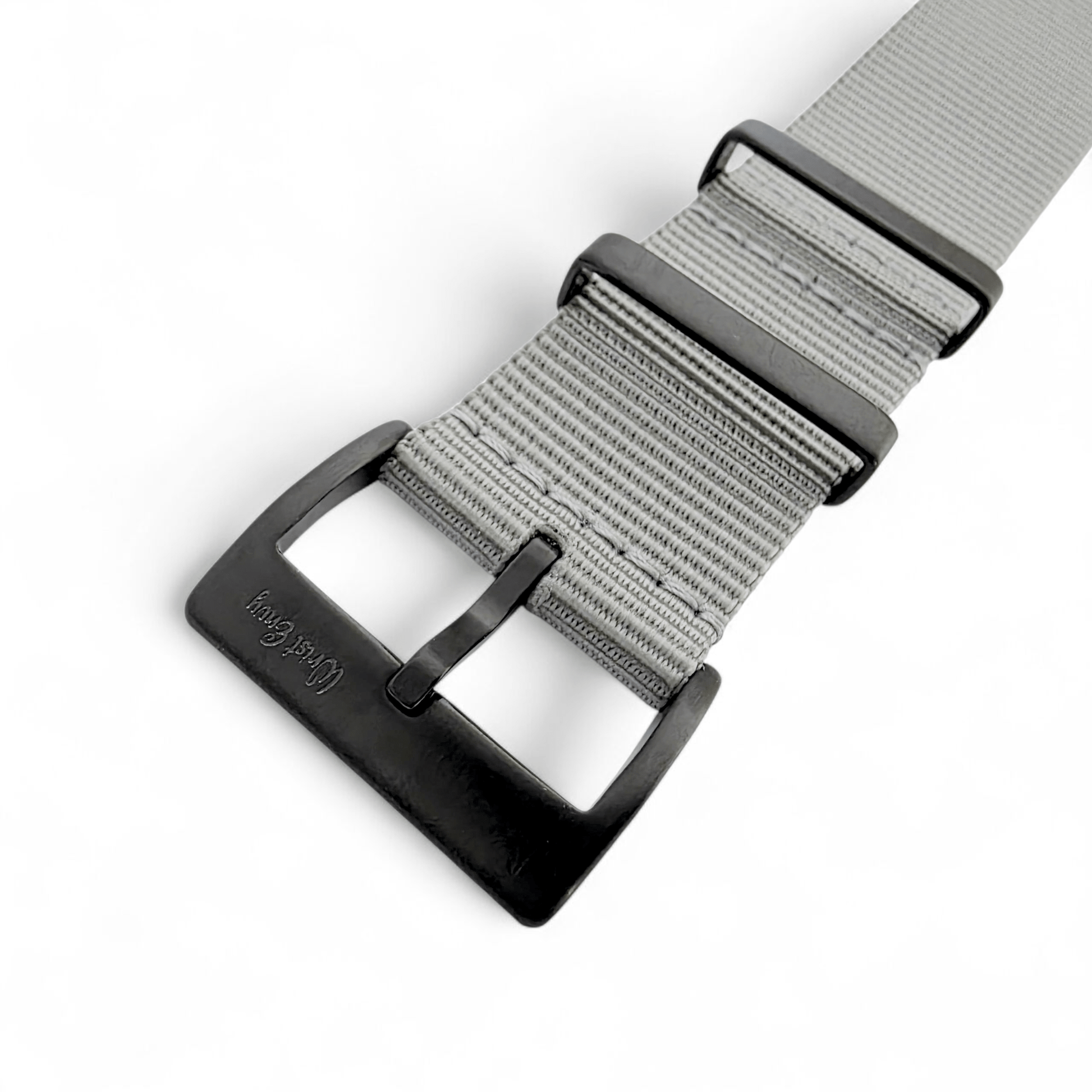 Velour Tubular Soft Touch Nylon Black Buckle Watch Strap 20mm 22mm Glacier Grey - Wrist Envy