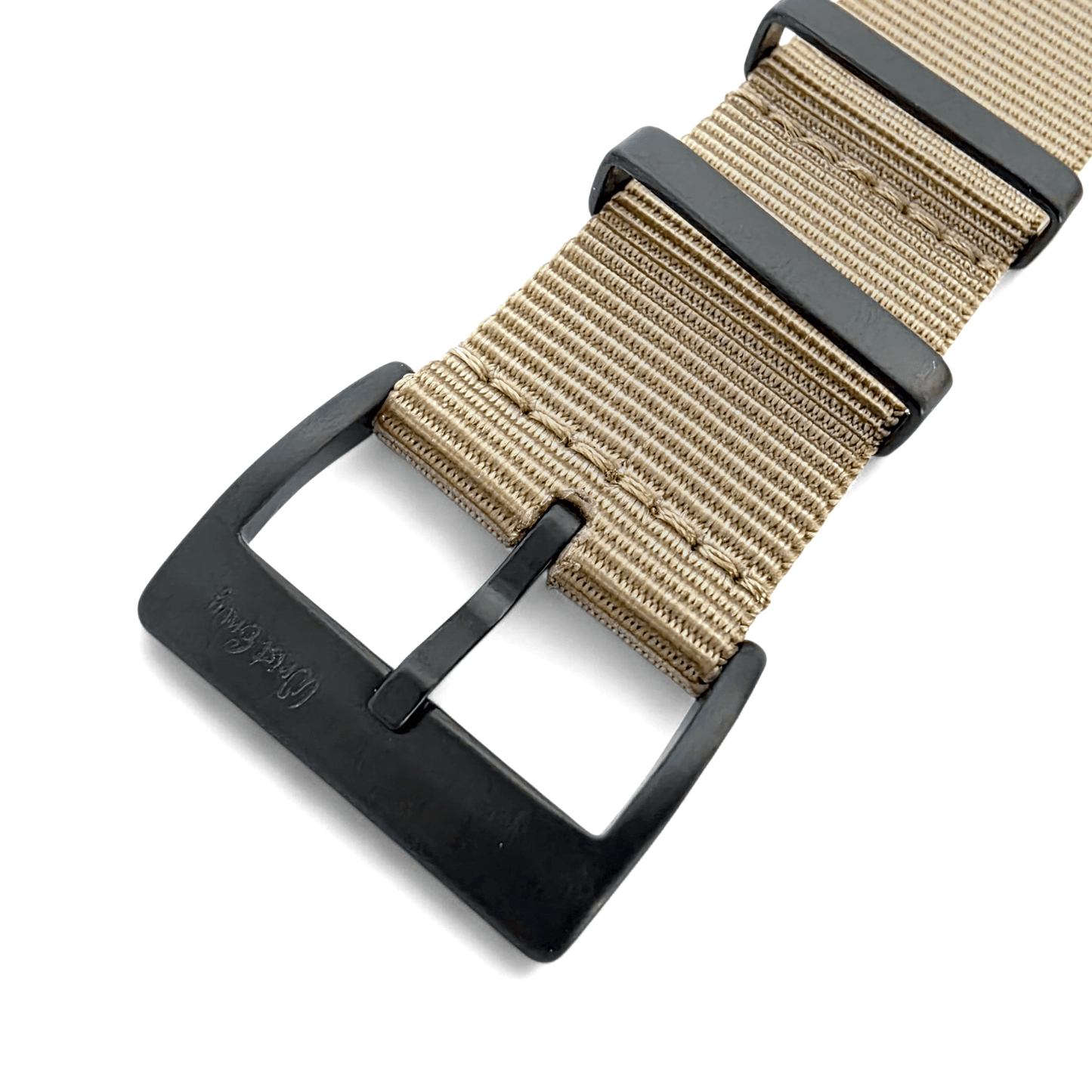 Velour Tubular Soft Touch Nylon Black Buckle Watch Strap 20mm 22mm Khaki Sand - Wrist Envy