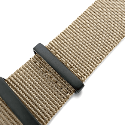Velour Tubular Soft Touch Nylon Black Buckle Watch Strap 20mm 22mm Khaki Sand - Wrist Envy