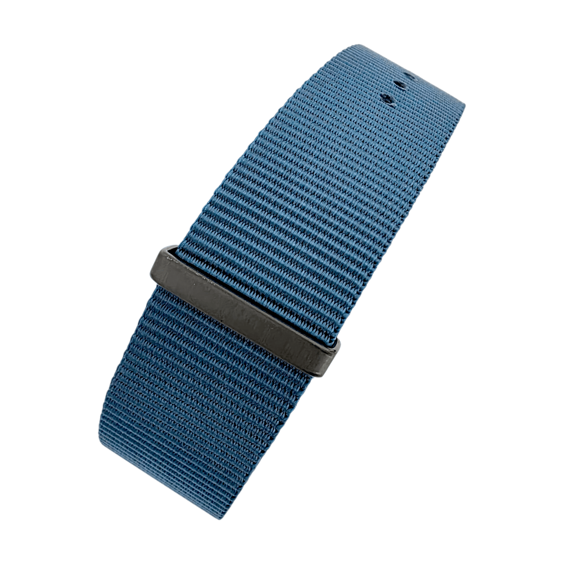 Velour Tubular Soft Touch Nylon Black Buckle Watch Strap 20mm 22mm Lagoon Blue - Wrist Envy