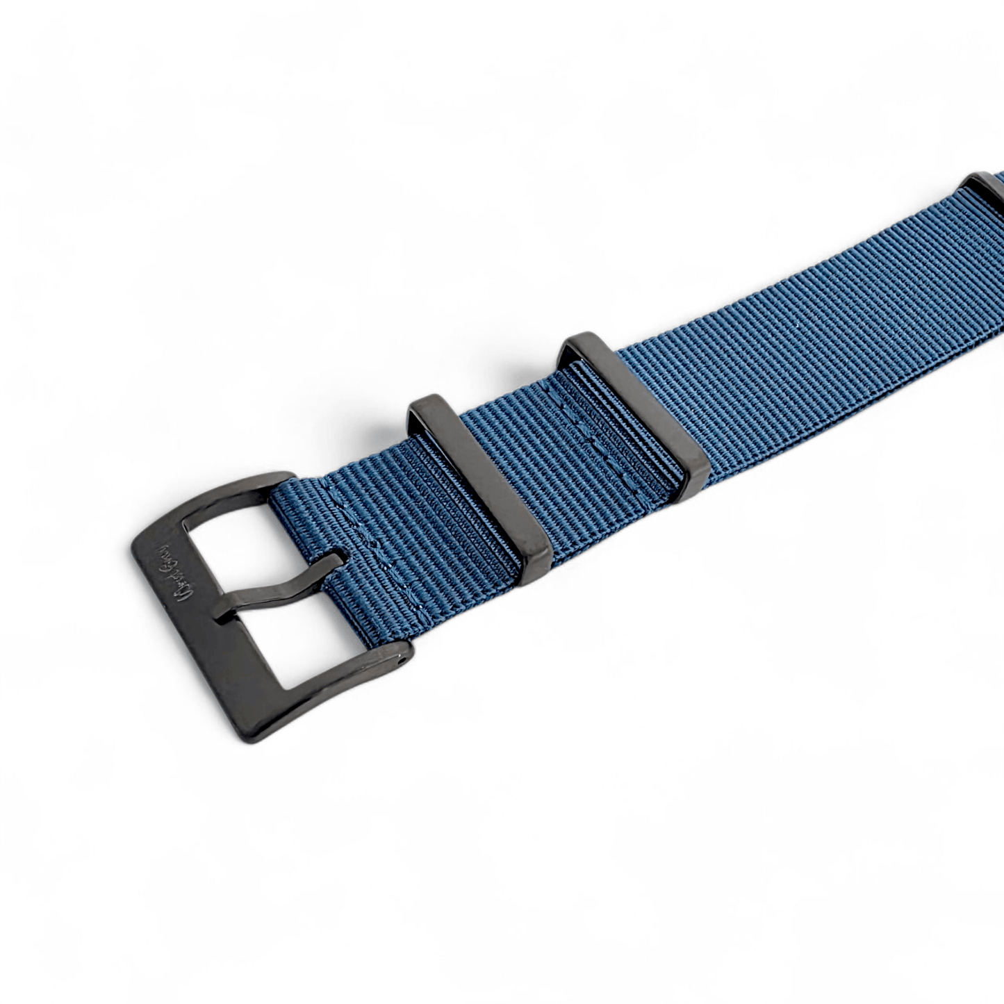 Velour Tubular Soft Touch Nylon Black Buckle Watch Strap 20mm 22mm Lagoon Blue - Wrist Envy