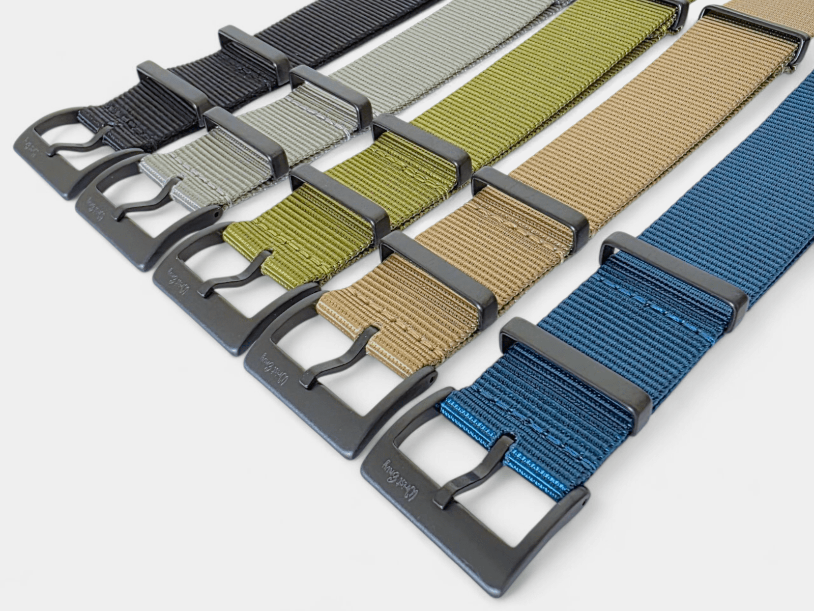 Velour Tubular Soft Touch Nylon Black Buckle Watch Strap 20mm 22mm Obsidian Black - Wrist Envy