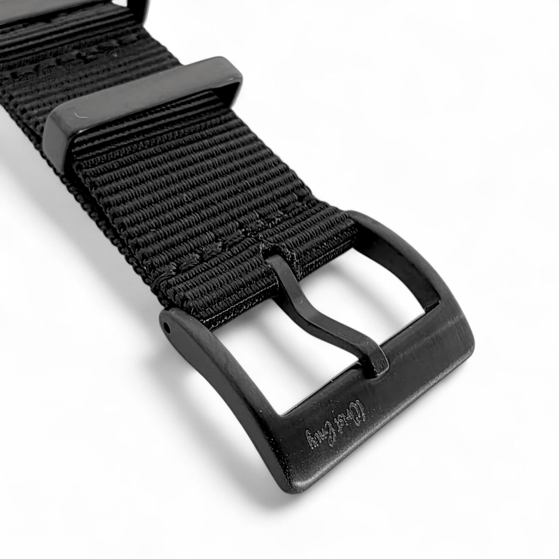 Velour Tubular Soft Touch Nylon Black Buckle Watch Strap 20mm 22mm Obsidian Black - Wrist Envy