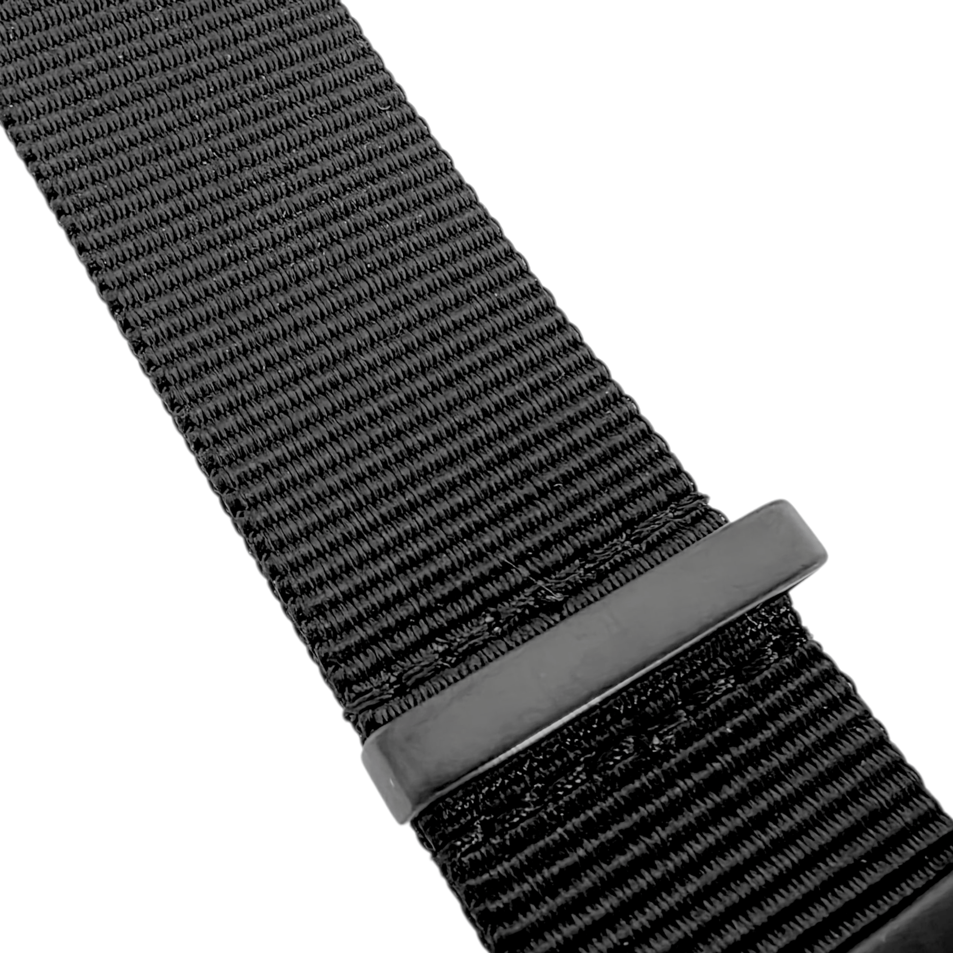 Velour Tubular Soft Touch Nylon Black Buckle Watch Strap 20mm 22mm Obsidian Black - Wrist Envy