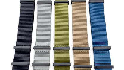 Velour Tubular Soft Touch Nylon Black Buckle Watch Strap 20mm 22mm Obsidian Black - Wrist Envy
