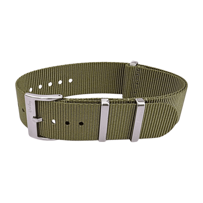 Velour Tubular Soft Touch Nylon Military Watch Strap 300mm 20mm 22mm Army Green - Wrist Envy
