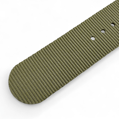 Velour Tubular Soft Touch Nylon Military Watch Strap 300mm 20mm 22mm Army Green - Wrist Envy