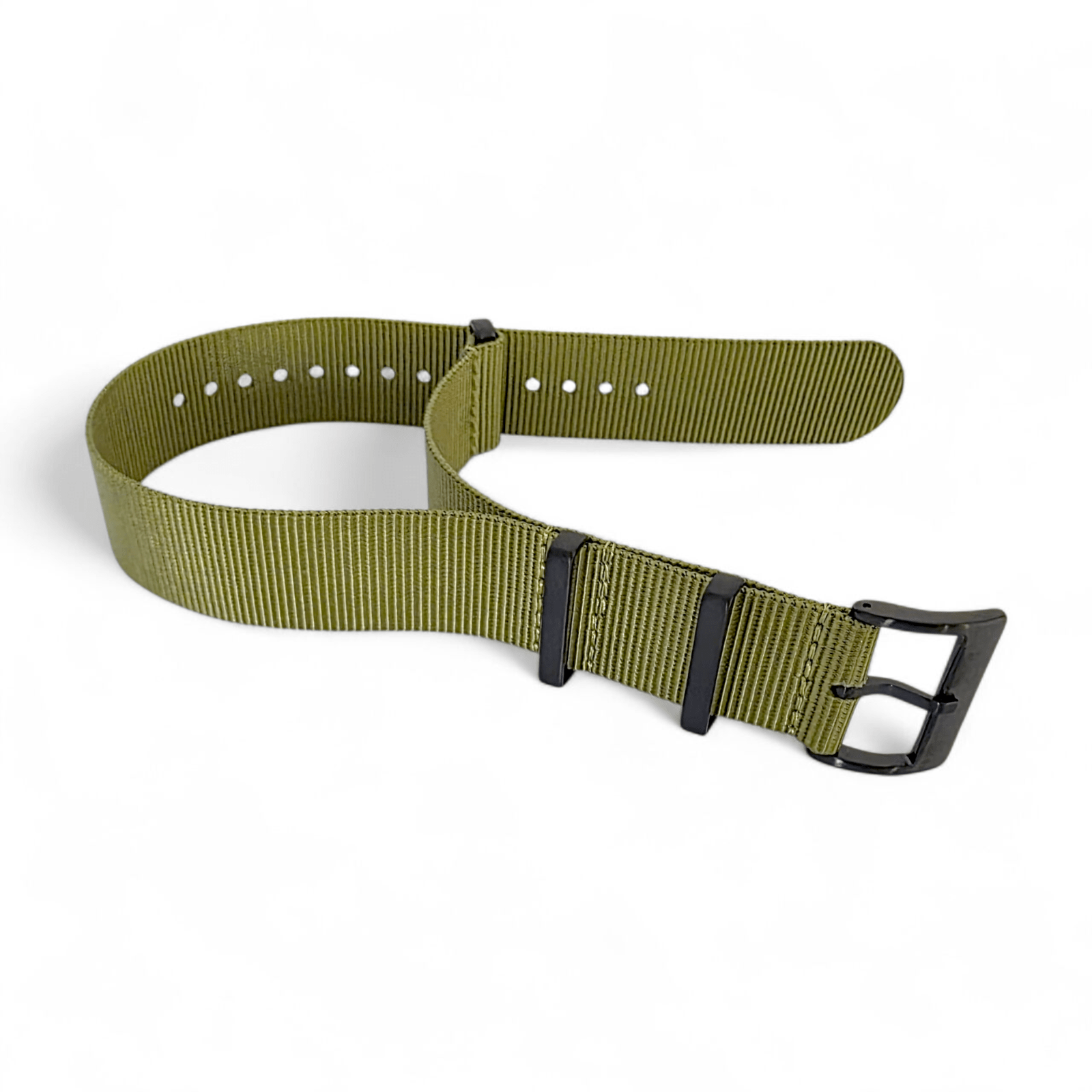 Velour Tubular Soft Touch Nylon Military Watch Strap 300mm 20mm 22mm Army Green - Wrist Envy