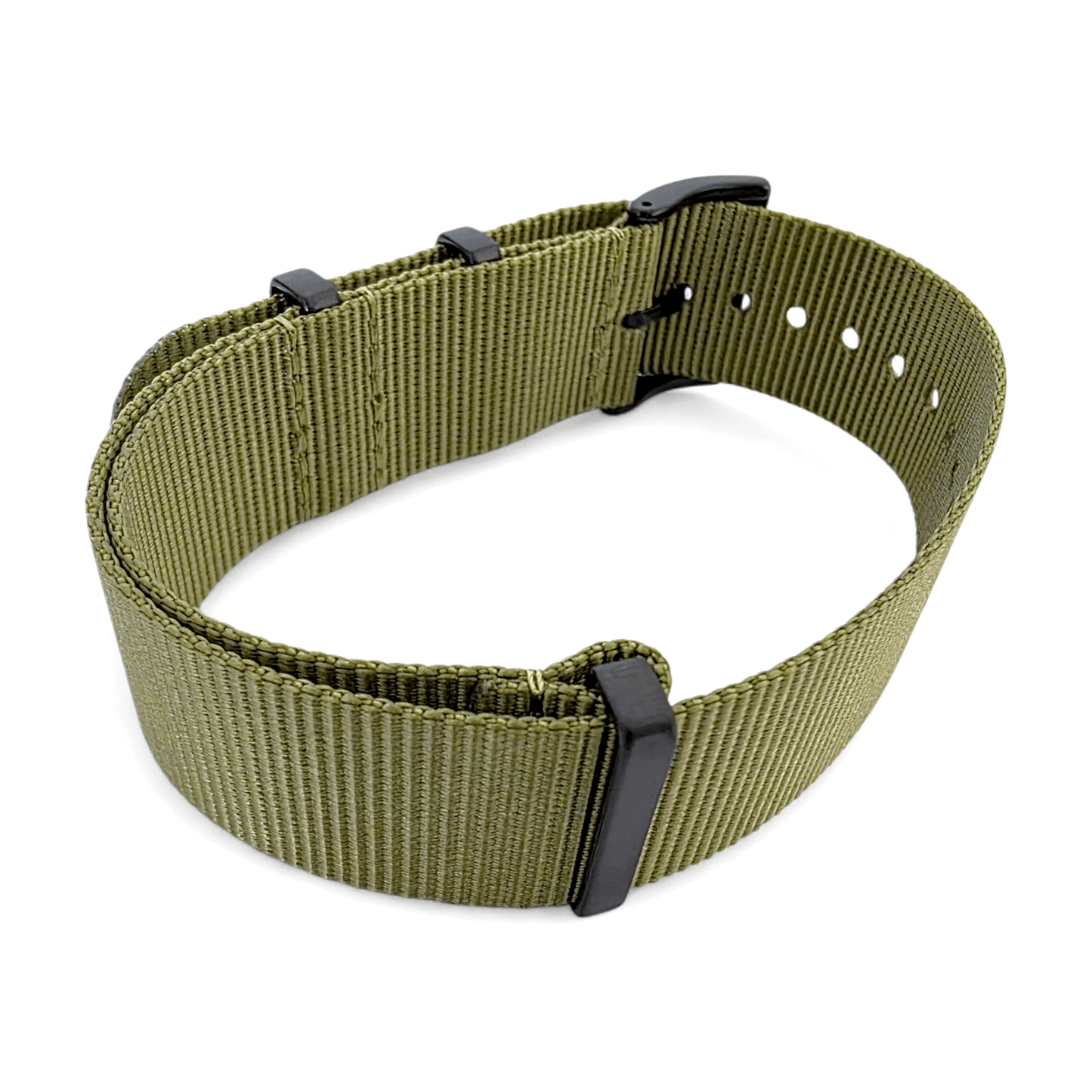 Velour Tubular Soft Touch Nylon Military Watch Strap 300mm 20mm 22mm Army Green - Wrist Envy