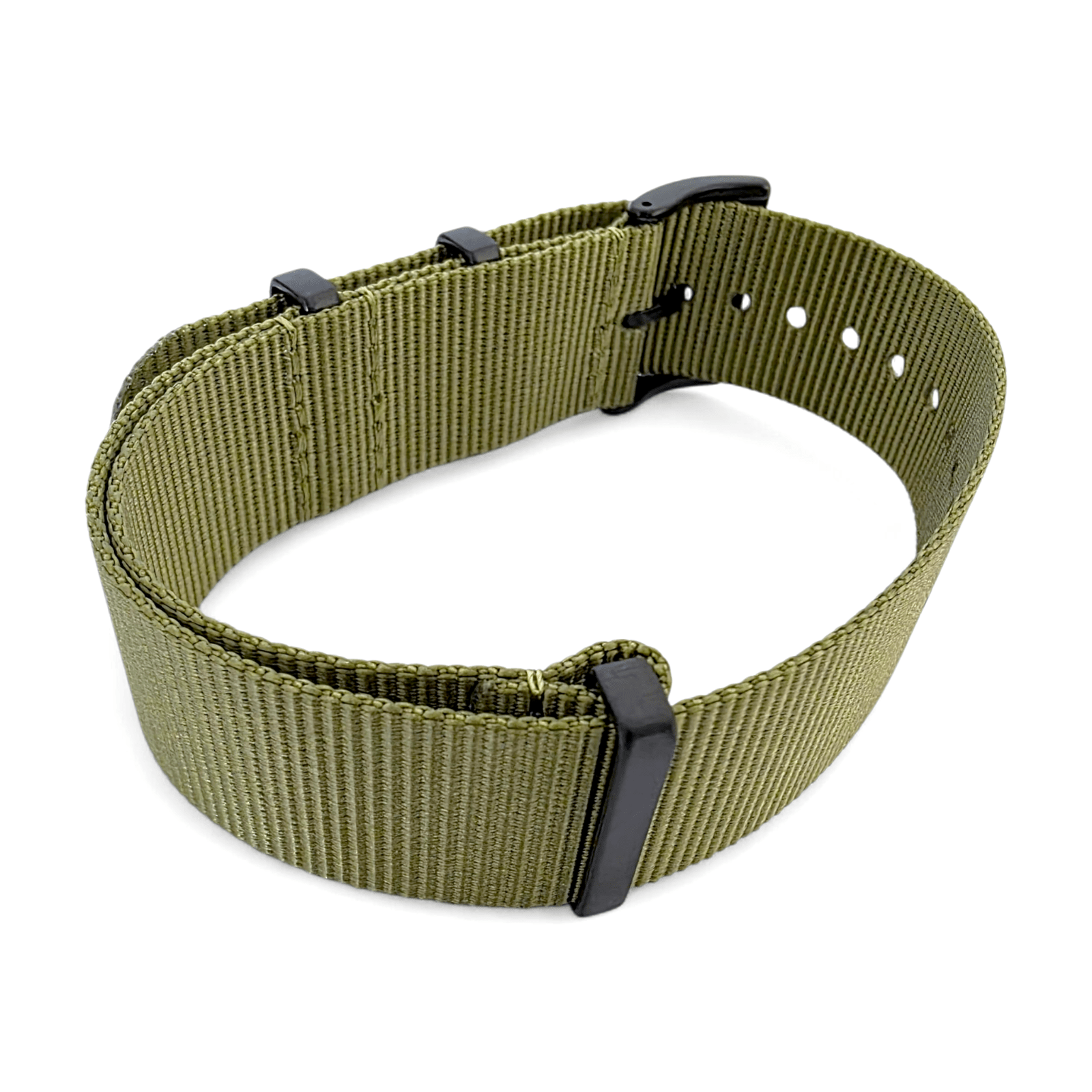 Velour Tubular Soft Touch Nylon Military Watch Strap 300mm 20mm 22mm Army Green - Wrist Envy