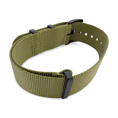 Velour Tubular Soft Touch Nylon Military Watch Strap 300mm 20mm 22mm Army Green - Wrist Envy
