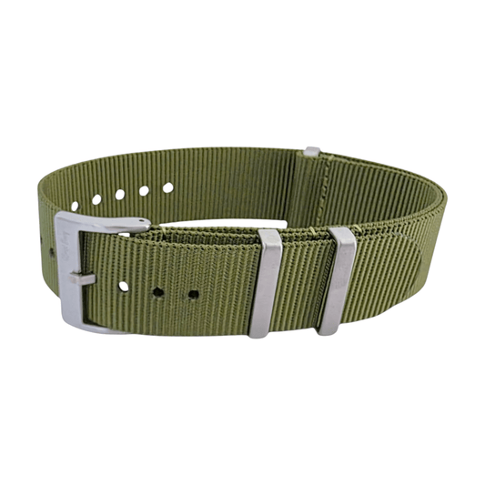 Velour Tubular Soft Touch Nylon Military Watch Strap 300mm 20mm 22mm Army Green - Wrist Envy