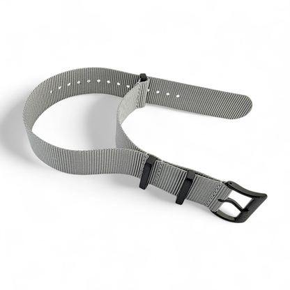 Velour Tubular Soft Touch Nylon Military Watch Strap 300mm 20mm 22mm Glacier Grey - Wrist Envy