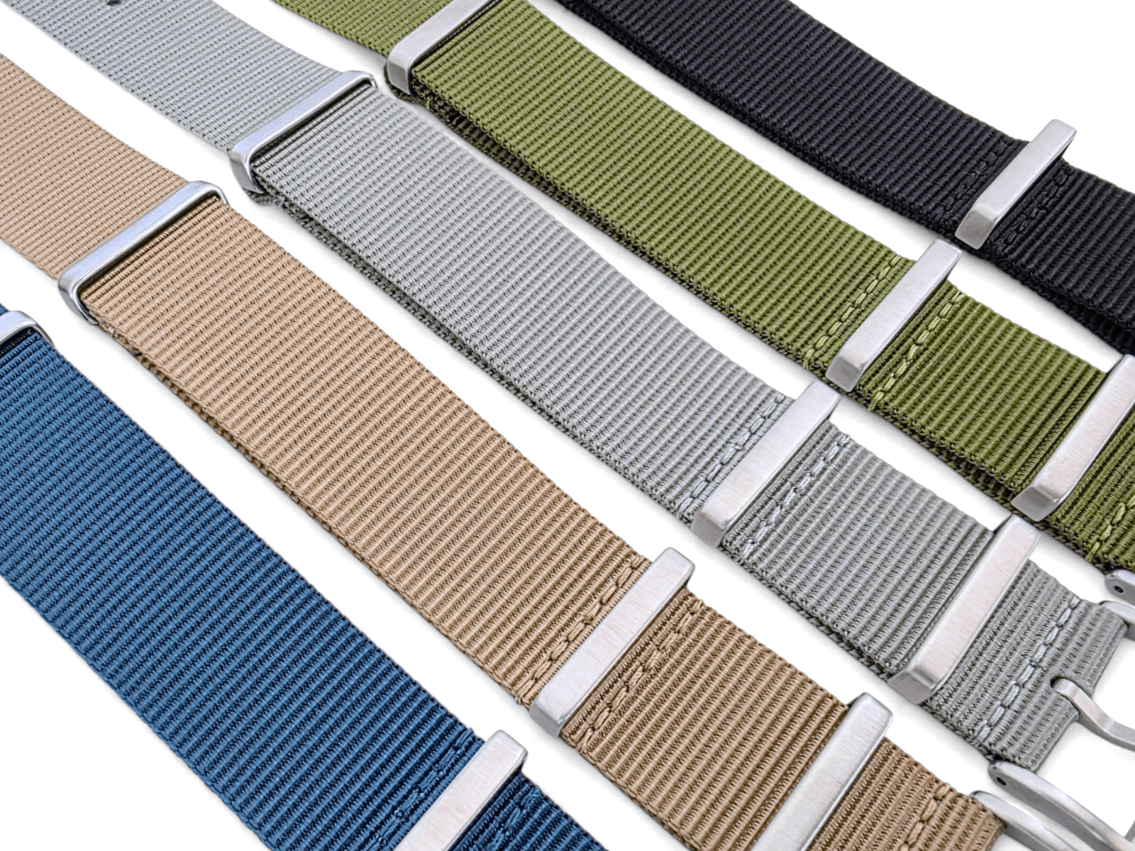 Velour Tubular Soft Touch Nylon Military Watch Strap 300mm 20mm 22mm Glacier Grey - Wrist Envy