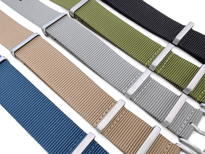 Velour Tubular Soft Touch Nylon Military Watch Strap 300mm 20mm 22mm Glacier Grey - Wrist Envy