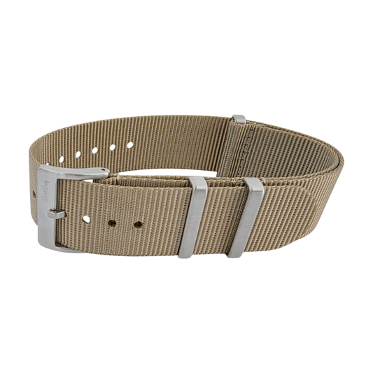Velour Tubular Soft Touch Nylon Military Watch Strap 300mm 20mm 22mm Khaki Sand - Wrist Envy