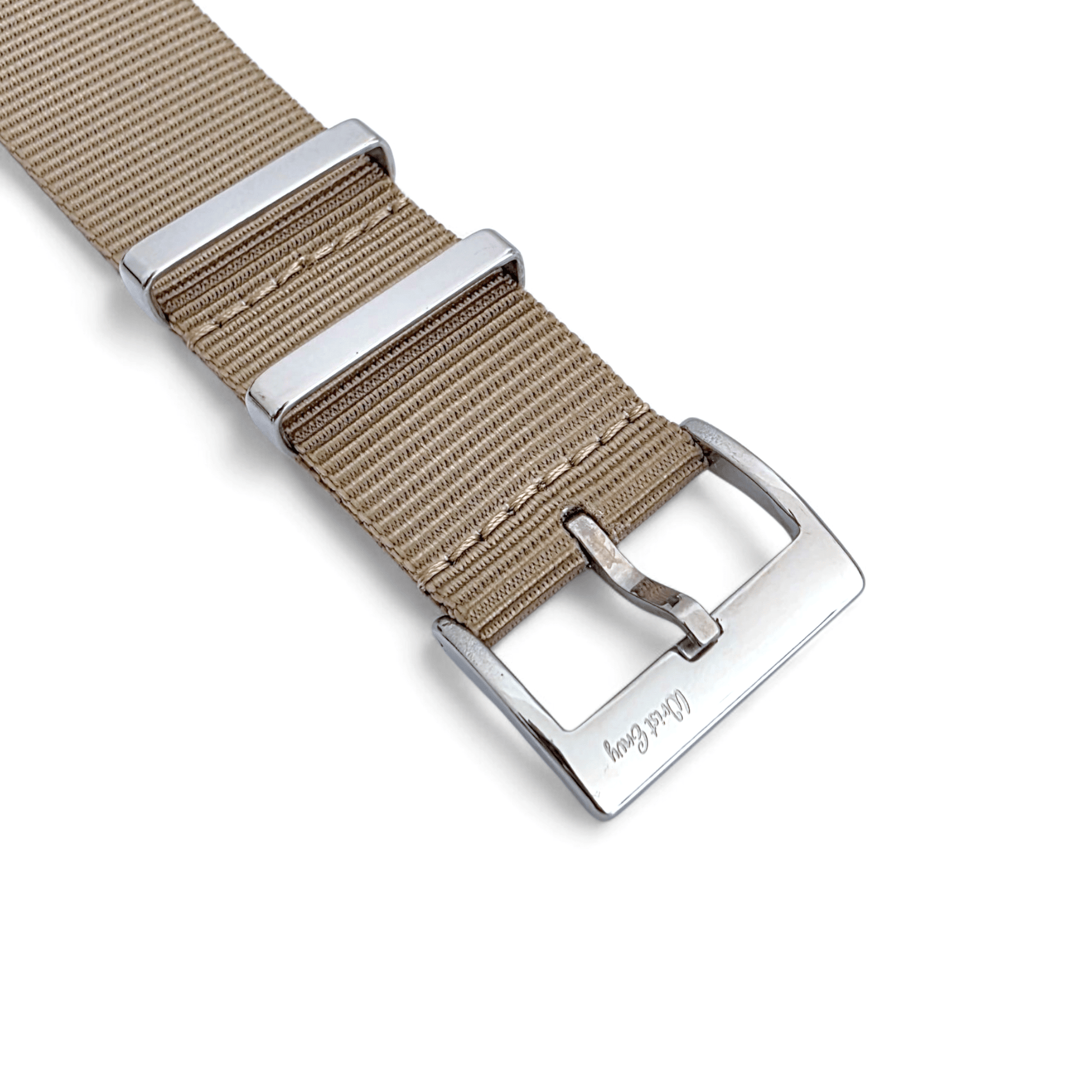 Velour Tubular Soft Touch Nylon Military Watch Strap 300mm 20mm 22mm Khaki Sand - Wrist Envy