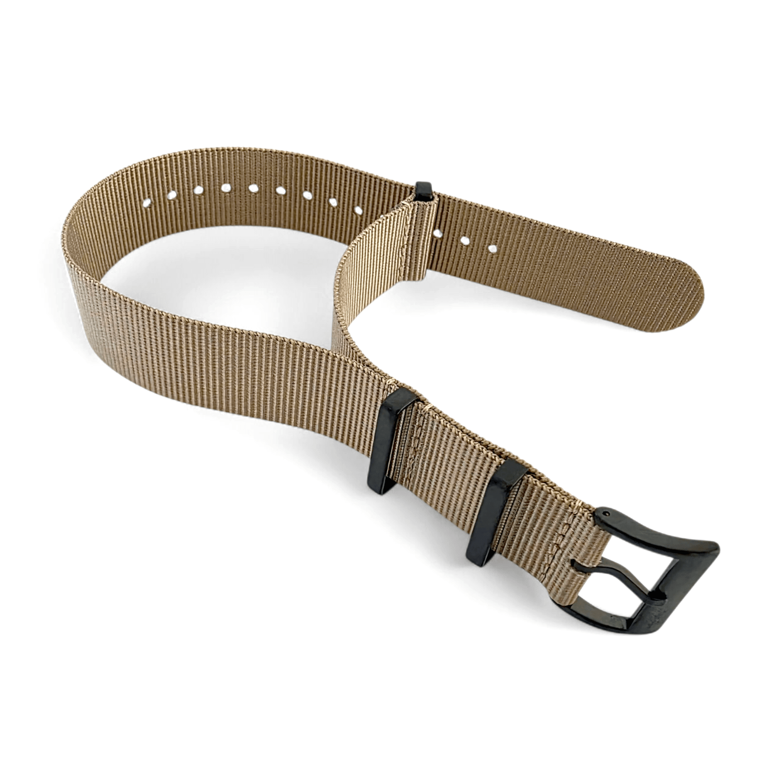 Velour Tubular Soft Touch Nylon Military Watch Strap 300mm 20mm 22mm Khaki Sand - Wrist Envy