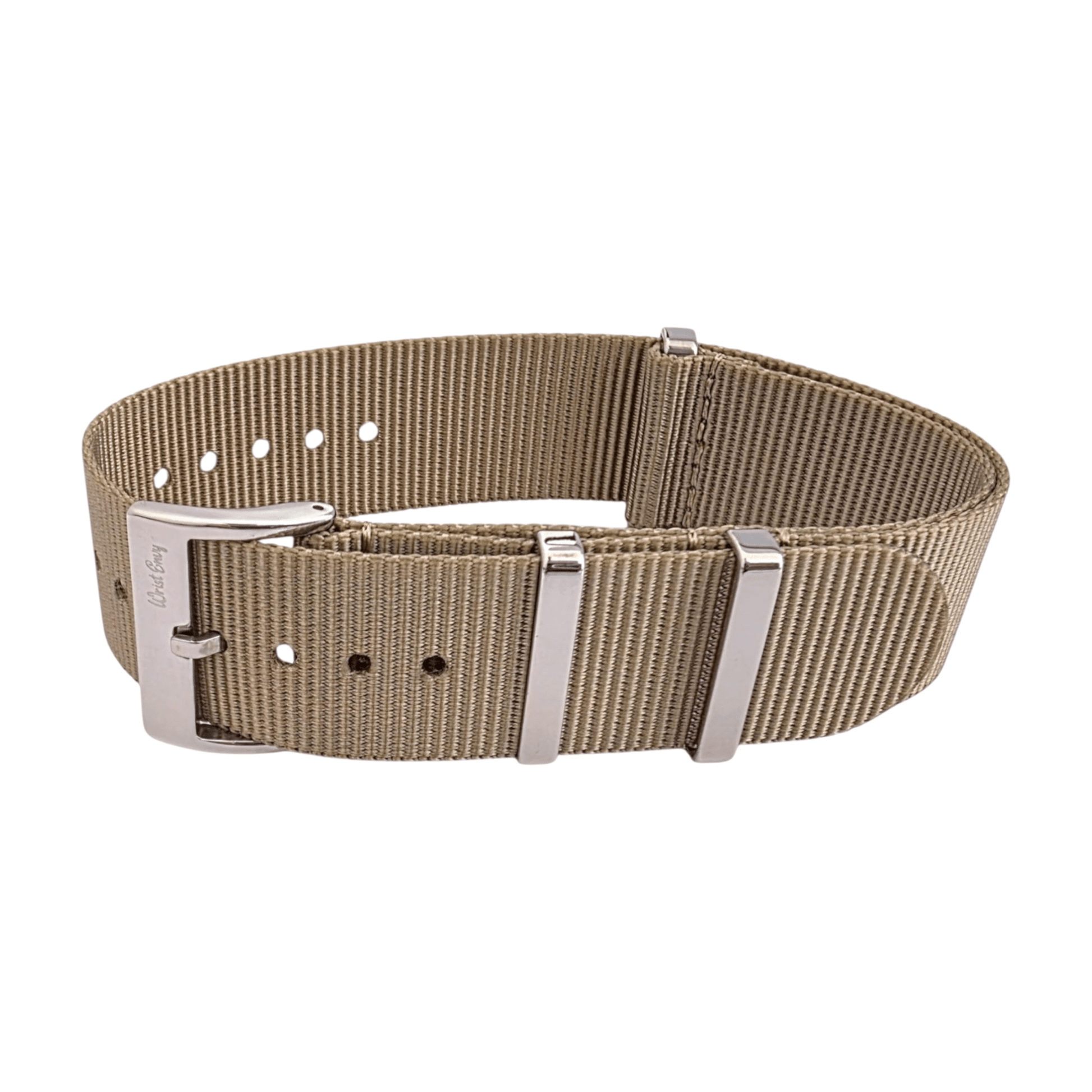 Velour Tubular Soft Touch Nylon Military Watch Strap 300mm 20mm 22mm Khaki Sand - Wrist Envy