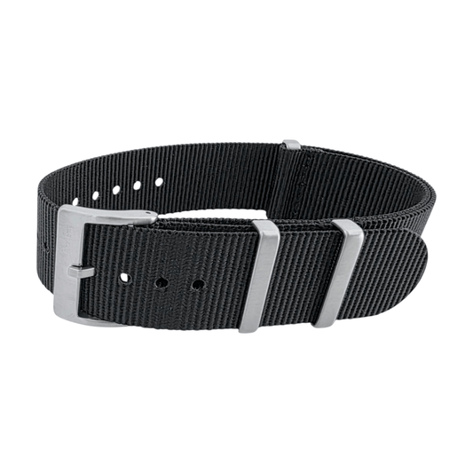 Velour Tubular Soft Touch Nylon Military Watch Strap 300mm 20mm 22mm Obsidian Black - Wrist Envy