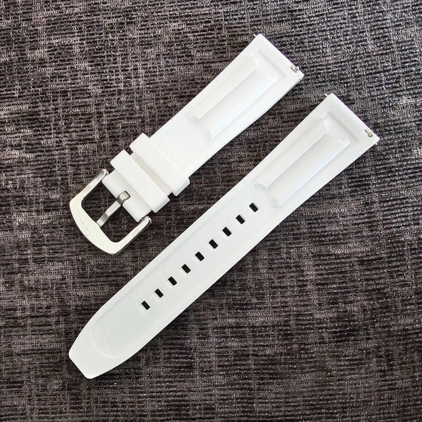 Watch Strap Band Silicone Rubber 22mm White Mens Divers Replacement Waterproof - Wrist Envy