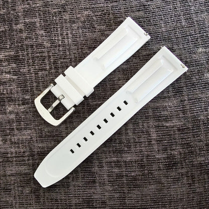 Watch Strap Band Silicone Rubber 22mm White Mens Divers Replacement Waterproof - Wrist Envy