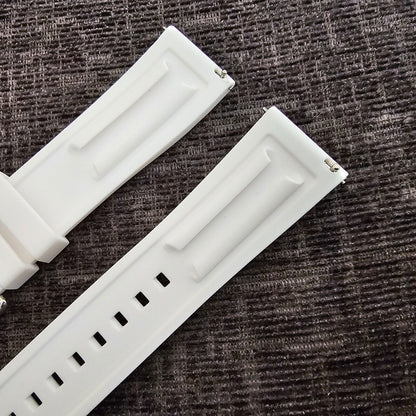 Watch Strap Band Silicone Rubber 22mm White Mens Divers Replacement Waterproof - Wrist Envy