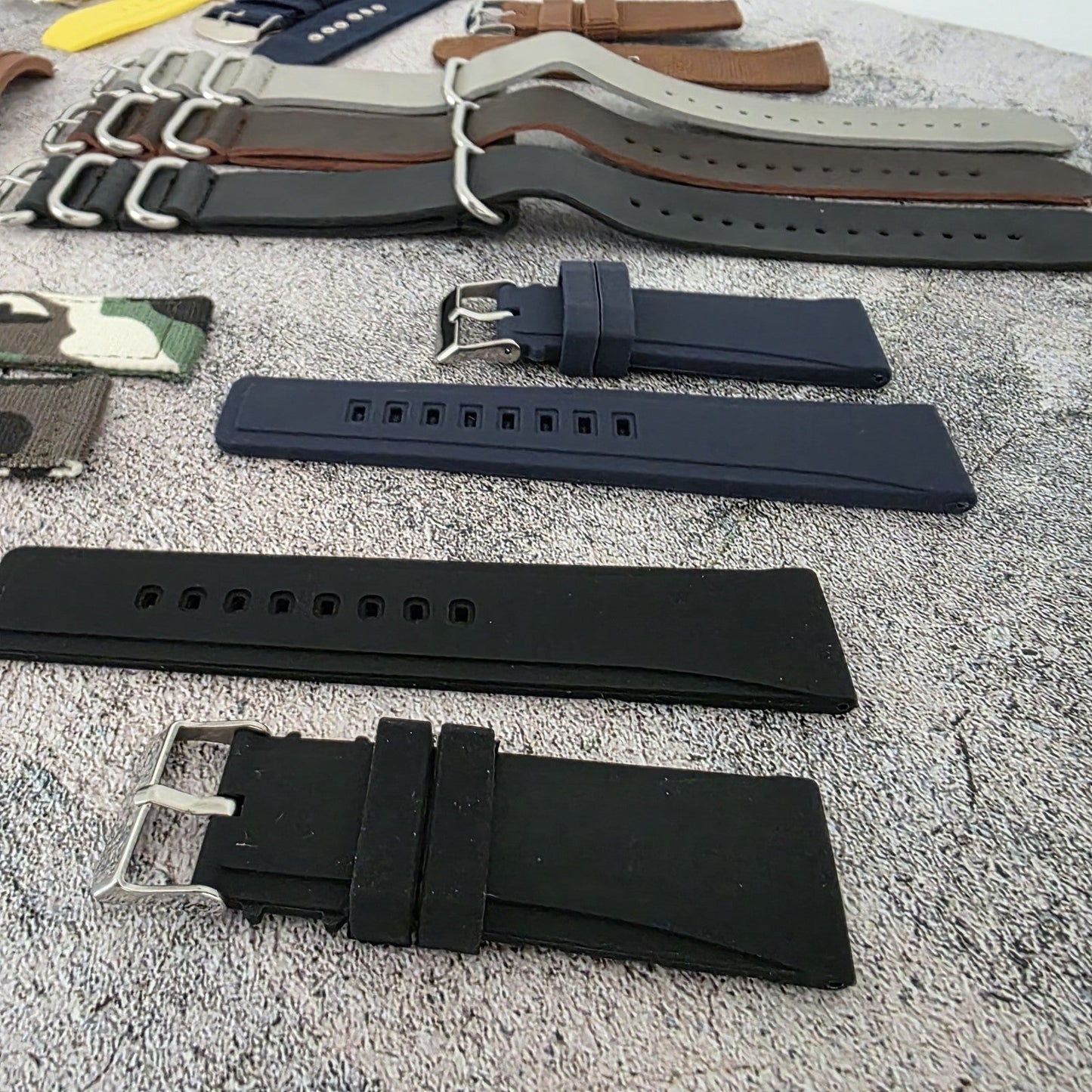 Watch Straps Job Lot Of 10 Canvas Leather Rubber 24mm Bands RRP £85 Two Piece UK - Wrist Envy